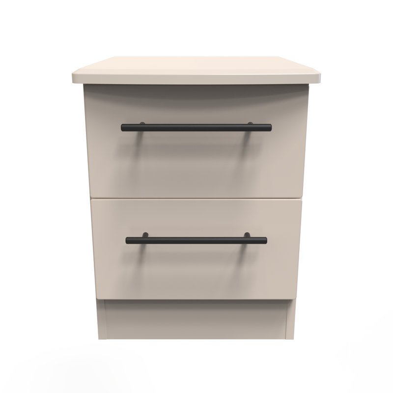 Fully Assembled Akkie 2 Drawer Bedside Table, Beige