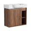 Armoire de salle de bain murale 24 po avec lavabo en céramique et porte à fermeture en douceur, 2 tablettes ouvertes