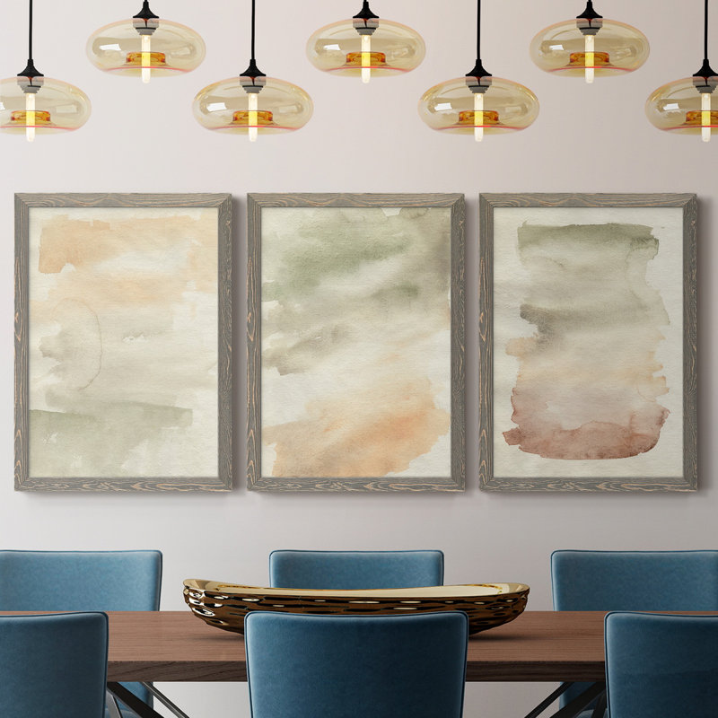 «Garden Treillage Blueprint I», ensemble de 3 peintures sur toile encadrées, H 37,5 po x l 82,5 po x P 1,5 po, Gris