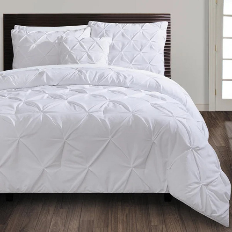 Ensemble d'édredon 3 pièces Carmen, Blanc, Édredon de très grande taille, 2 taies décorati