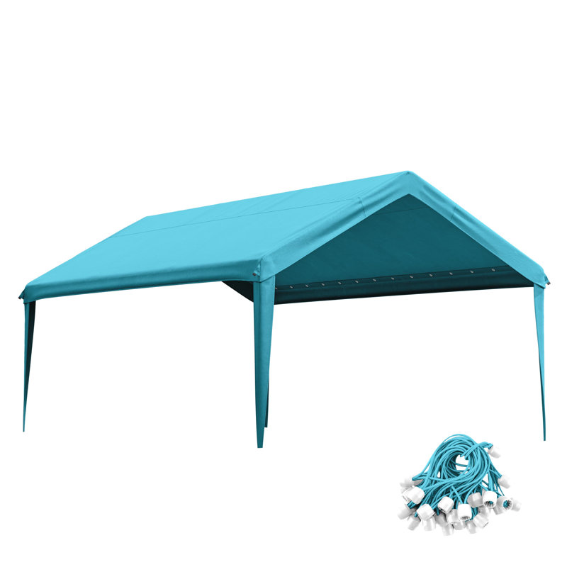 12X20 Ft Carport Canopy Replacement Cover, Carport Roof Cover Only (Frame Is Not Included), Lake Blue