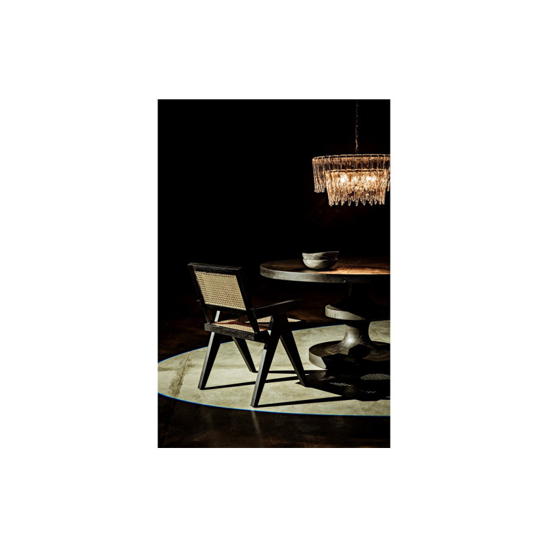 Erica Round Solid Wood Dining Table, Black Wax