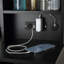 Meuble-lavabo lumineux de 35 pouces avec barre d'alimentation intégrée, 4 tiroirs de rangement et 3 couleurs de lumière réglables, coiffeuse spacieuse pour chambre à coucher, studio de maquillage et station de maquillage-133280540