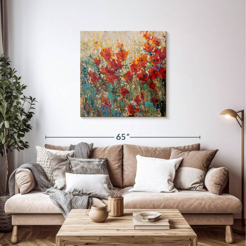 Champ de coquelicots rouges I, H 36 po x l 36 po