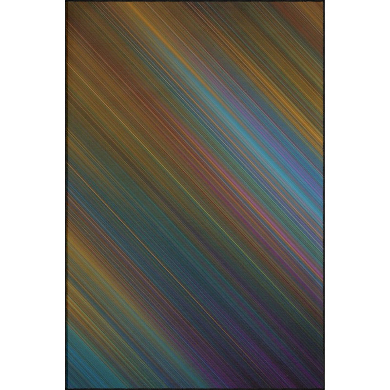 Tapis décoratif multicolore à rayures croisées, Carré 3 pi 3 po