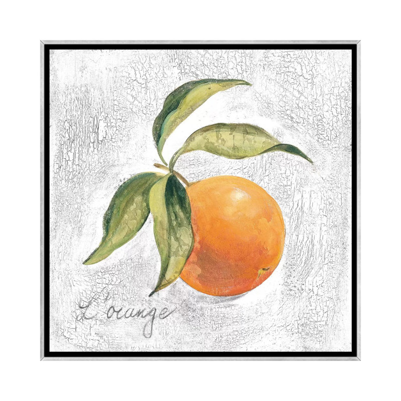 " L Orange On White " by Silvia Vassileva, No Mat, 26" H x 26" W x 1.5" D, Silver Framed Canvas