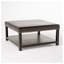 Grand repose-pieds carré de 35 po de large avec support de rangement, table basse en similicuir et pieds en bois massif, sièges de salon surdimensionnés, brun