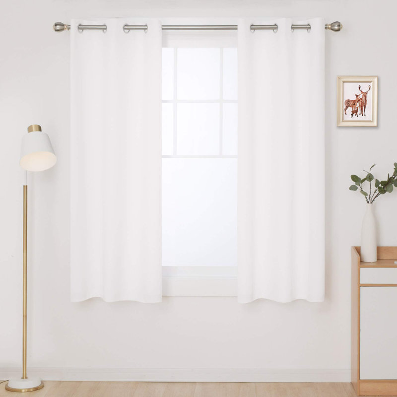 Thermal Insulated Room Darkening Grommet Curtain Panels (Set of 4), Pure White, 38" W x 72" L