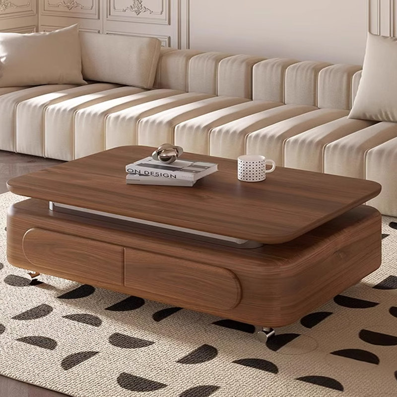 Table basse minimaliste en bois massif noyer, H 16,53 po x L 59,05 po x l 33,46 po