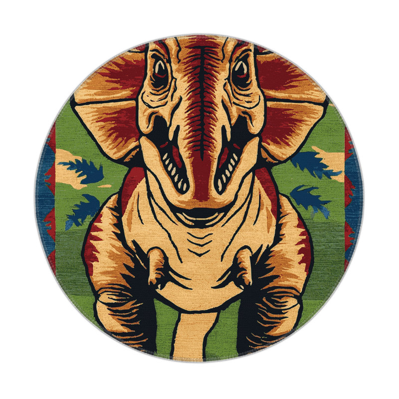 Tapis intérieur et extérieur mauve Dinosaurs, Rond 5 pi