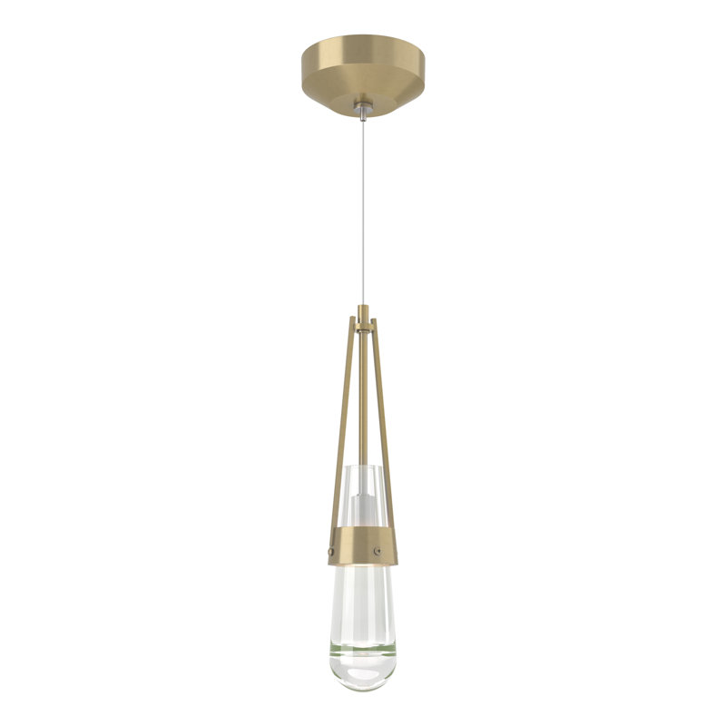 Link 1 - Light Single Teardrop Pendant, Modern Brass, Clear with White Threading
