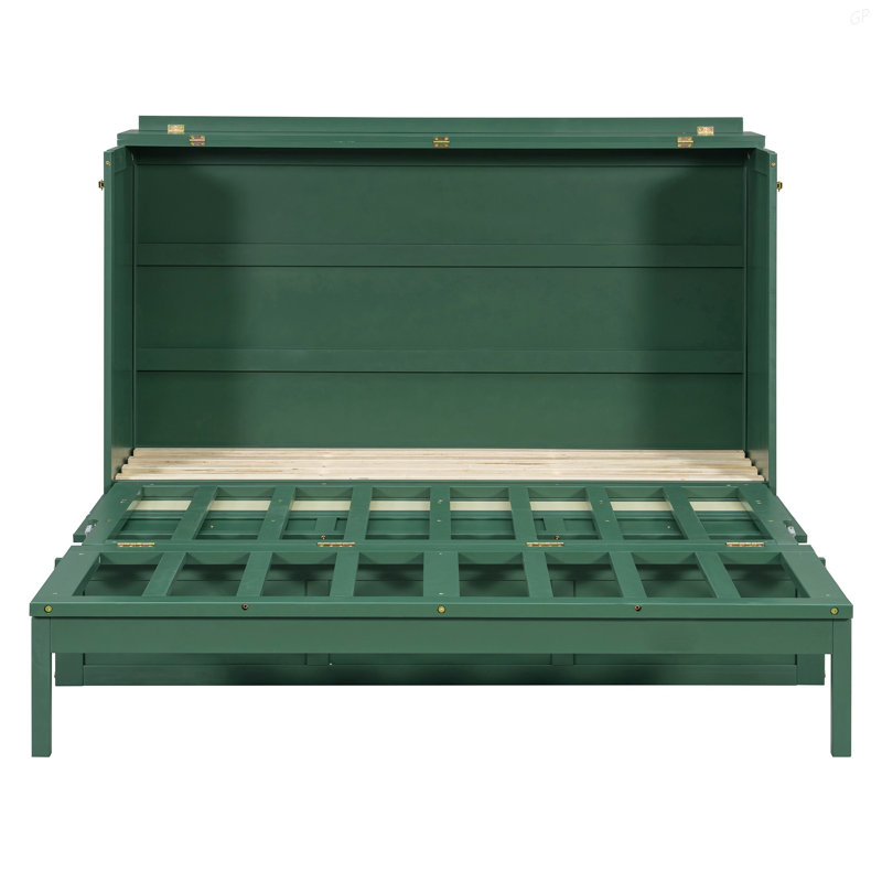 Grand lit escamotable avec grands tiroirs, Queen, Green