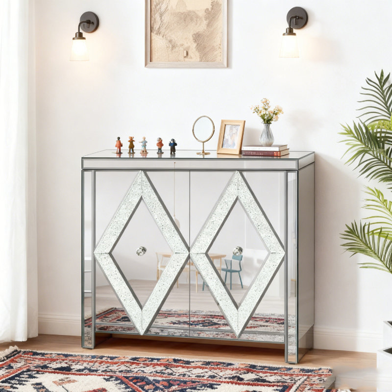 Armoire de rangement avec garniture de miroir et combinaison épissée en forme de losange