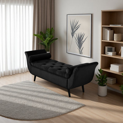 Vintage Tufted 65-Inch Long Bench, Velvet Upholstered Storage Ottoman With Classic Retro Design