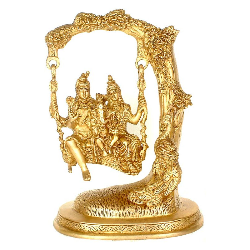 Shiva se balance avec Parvati et Ganesha