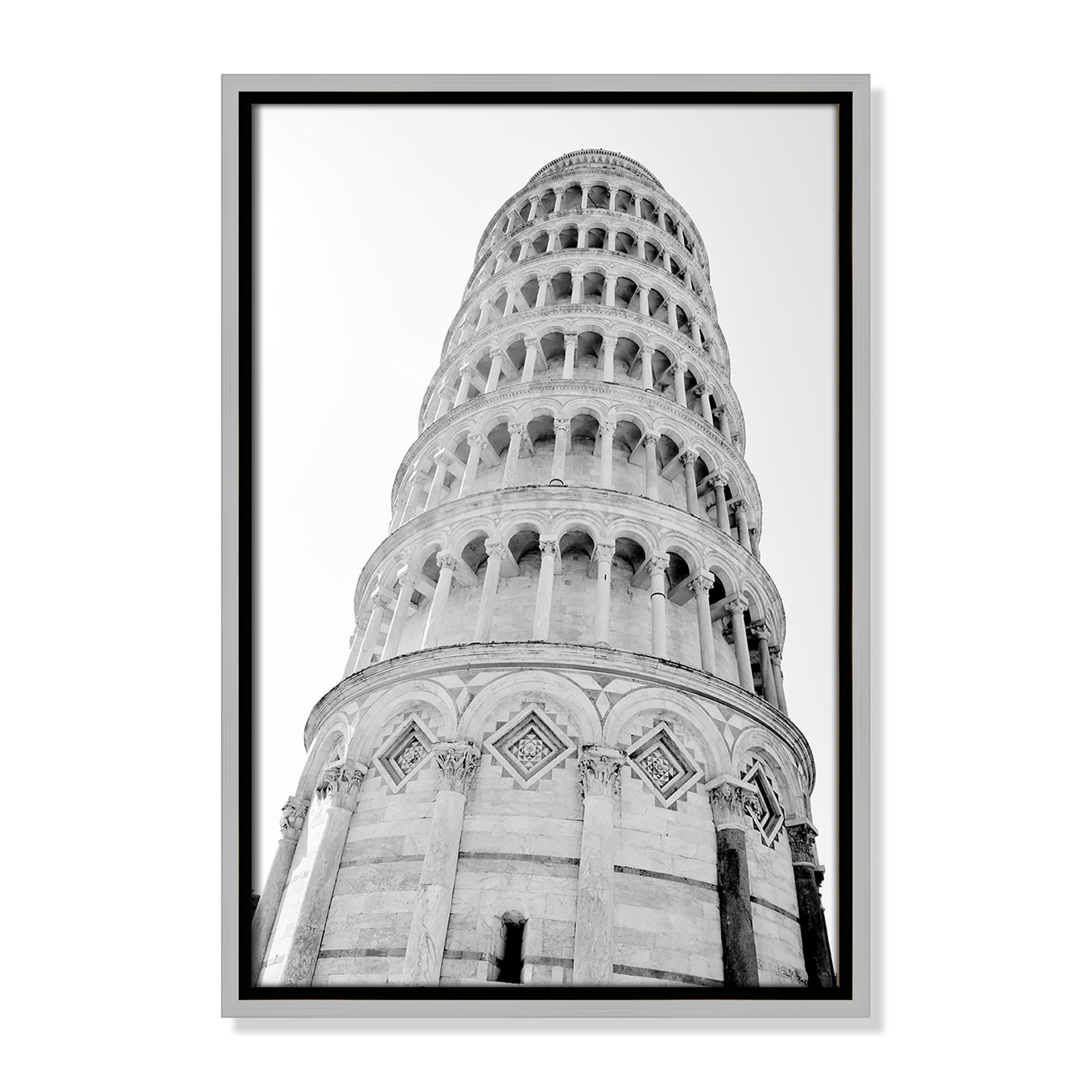 Iconic City Collection "Pisa" Print by Natalie Carpentieri, Silver Floater Frame, No, 19.5" H x 13.5" W x 2" D