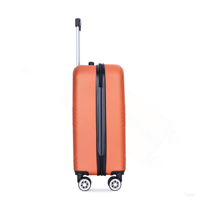 Valise 4 pièces légère en ABS, boîte de maquillage de 14 pouces, roues d'avions (14/20/24/28) orange foncé