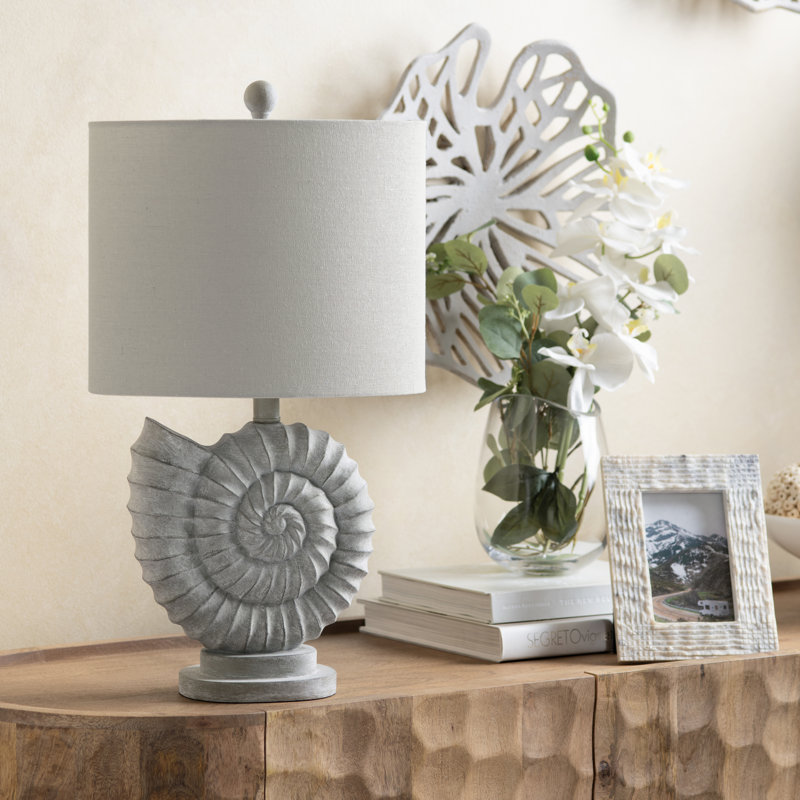 Lampe de table en résine avec abat-jour, Blanc