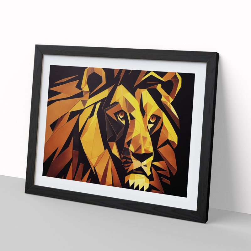 Epic Lion Abstract - Framed Print, Black, 46cm H x 64cm W x 2cm D