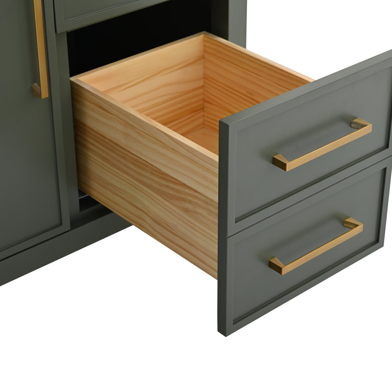Wenniah 36" Single Vanity, Vintage Green/Brushed Bronze
