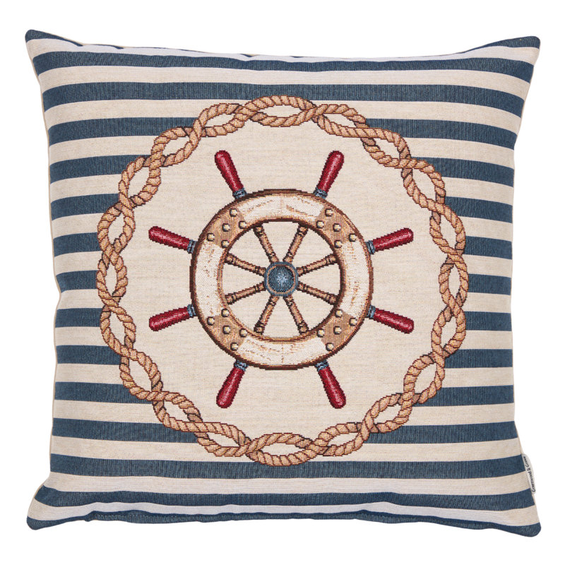 Nautical Wheel Woven Cushion with Fibre Filler 