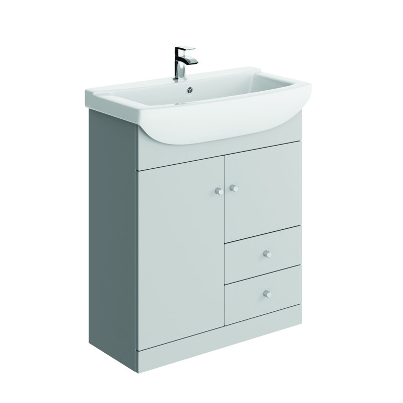 750mm Free-standing Single Vanity Unit, Pearl Grey Matt