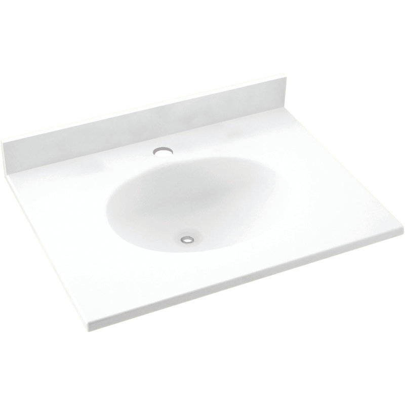 Plateau de meuble-lavabo simple 19 po Ellipse, blanc