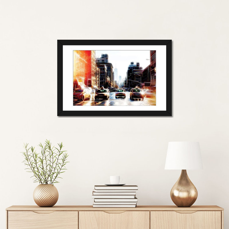 « yellow line », reproduction d’impression sur toile, H 16 po x l 24 po x P 1 po, Papier d'art encadré noir, Blanc