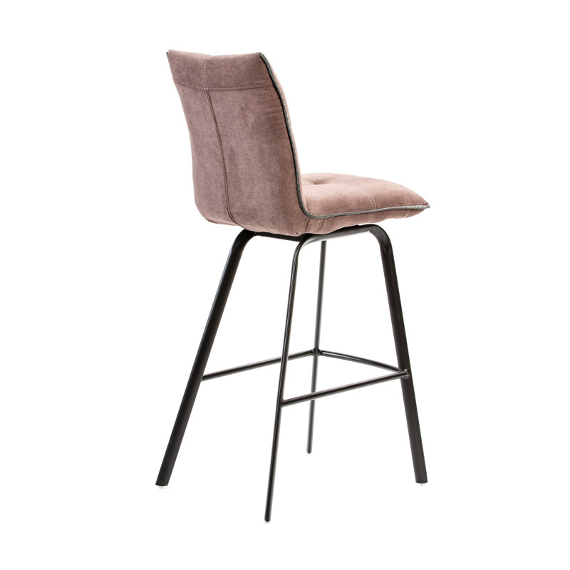 Hurtado Upholstered Counter Stool with Metal Frame, Brown