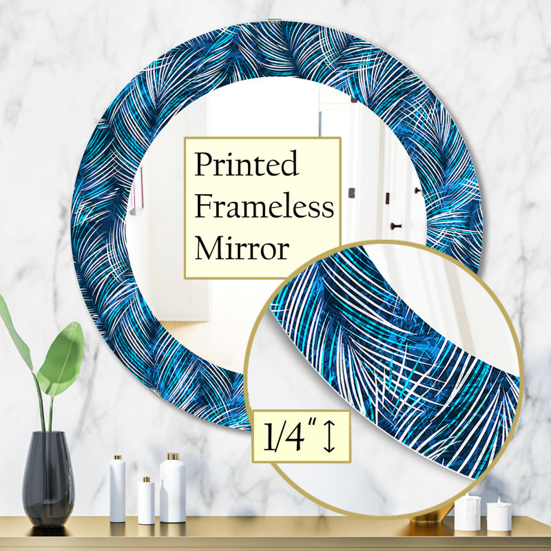 Tropical Palm Leaves Bohemian Mirror, 31.5" H x 31.5" W