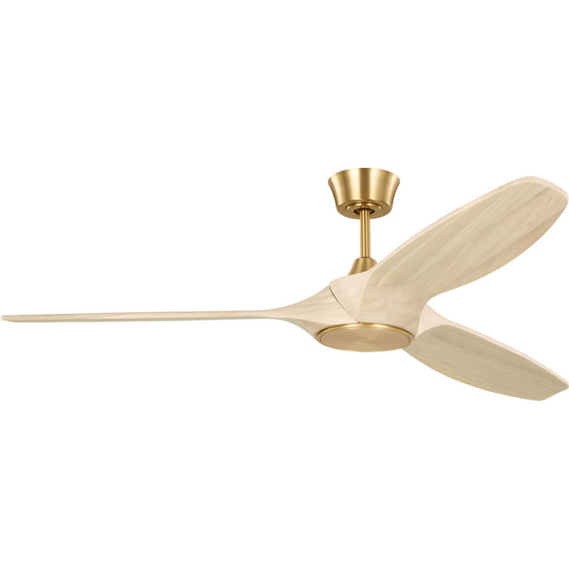 Selen Smart LED Ceiling Fan, Washed White Oak, Burnished Brass, 60" Wide