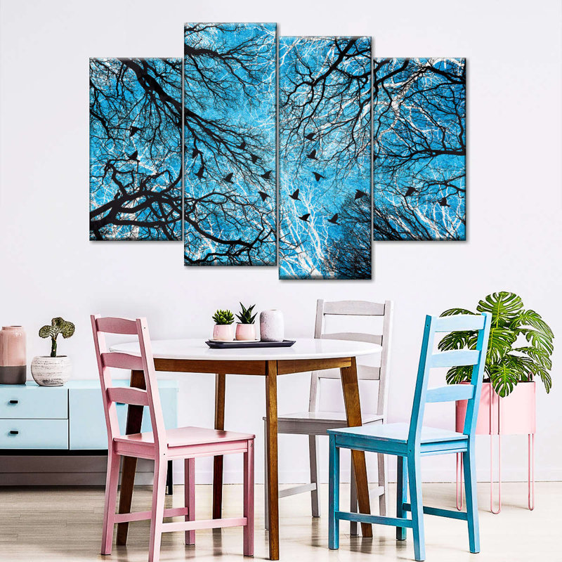 Barren Forest Foliage - 4 pièces sur toile tendue, H 22 po x l 36 po x P 1 po