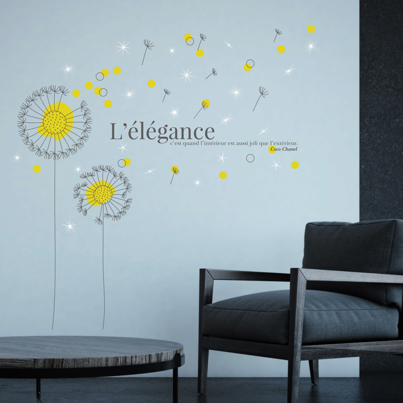 Décalcomanie murale pissenlit française quote, 46,5" H x 45,7" L