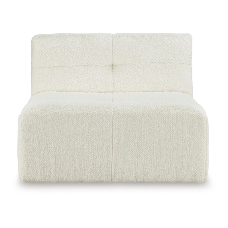 Fauteuil d'appoint, assise et dossier rembourrés et capitonnés, fausse fourrure de polyester blanc