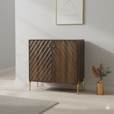 Sideboard Buffet With Storage, Mid-Century Modern Style Storage Cabinets, Walnut Finish Sideboard For Living Room, Dining Room, Entryway, Hallway, And Kitchen