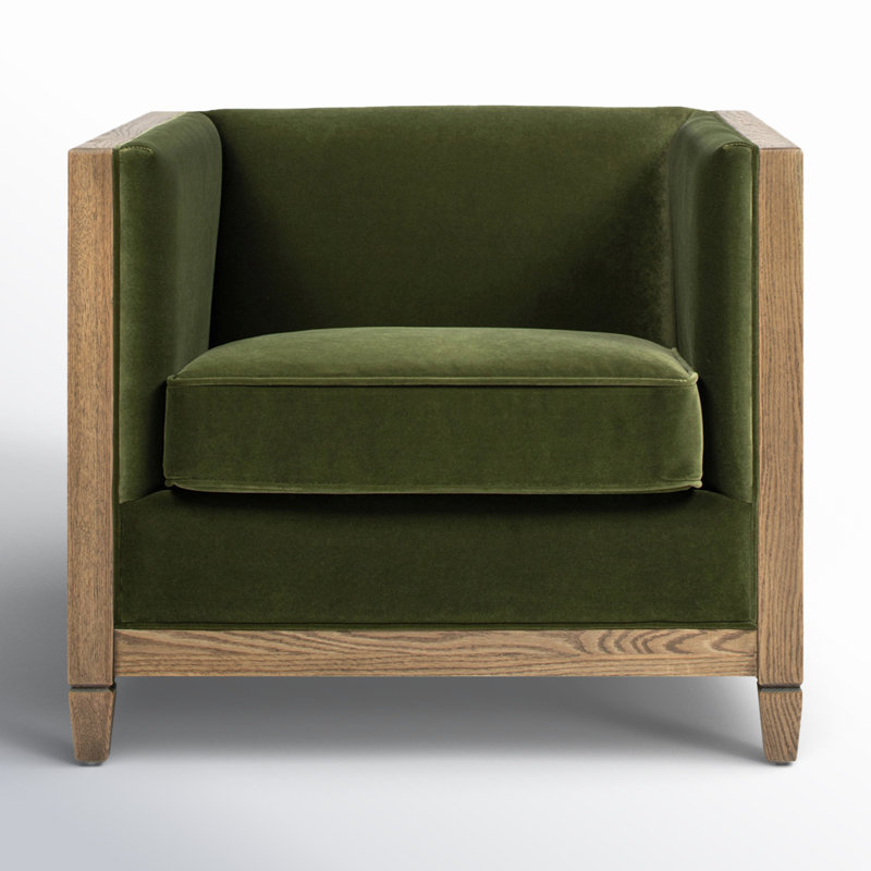 Fauteuil en velours l 34 po Celsa, Velours performance vert olive
