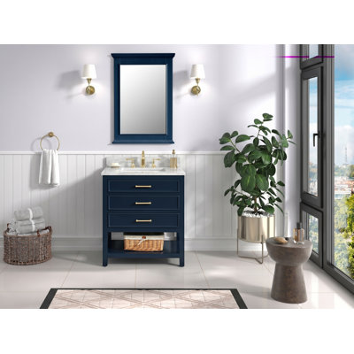 Meuble-lavabo simple 30 po avec plateau en marbre Colleen