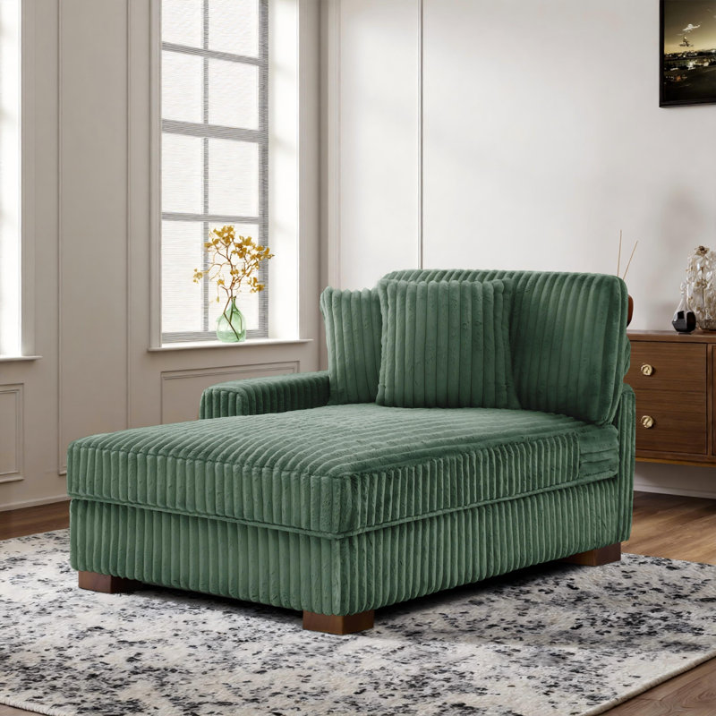 Upholstered Chaise Lounge, Green