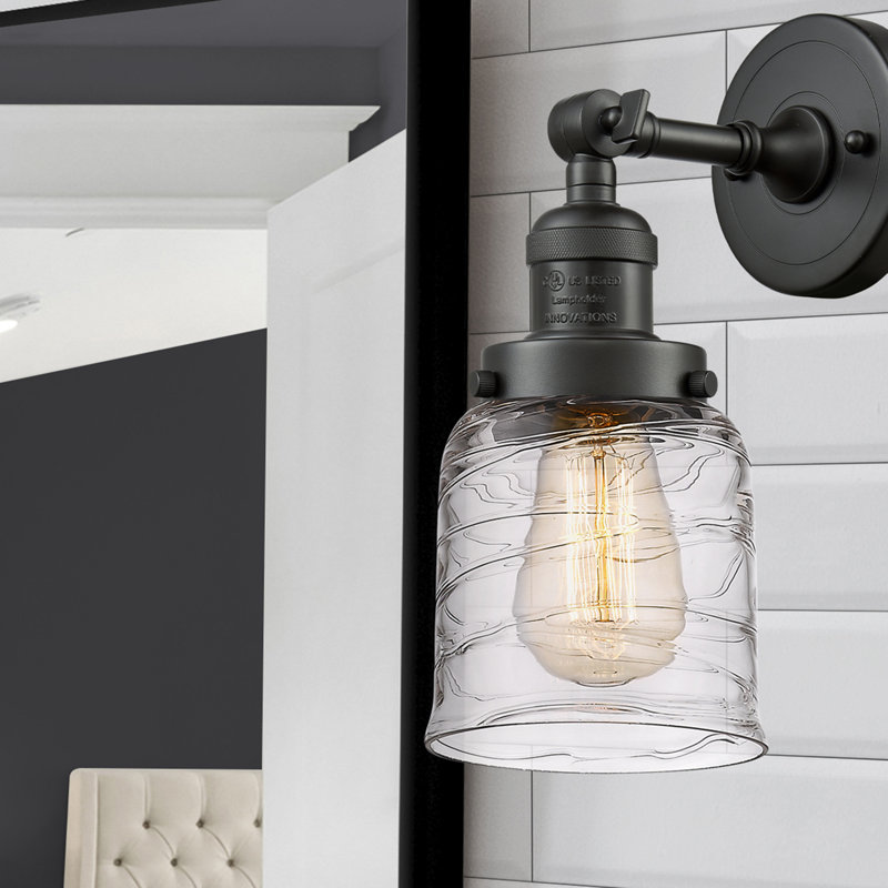 Applique murale 1 lumière 8 po Bell, Bronze frotté à l'huile, Ampoule non incluse, Tourbillon déco transparent