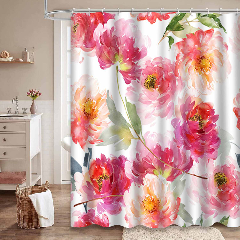 Rideau de douche avec 12 crochets Flower, L 72 po x l 72 po