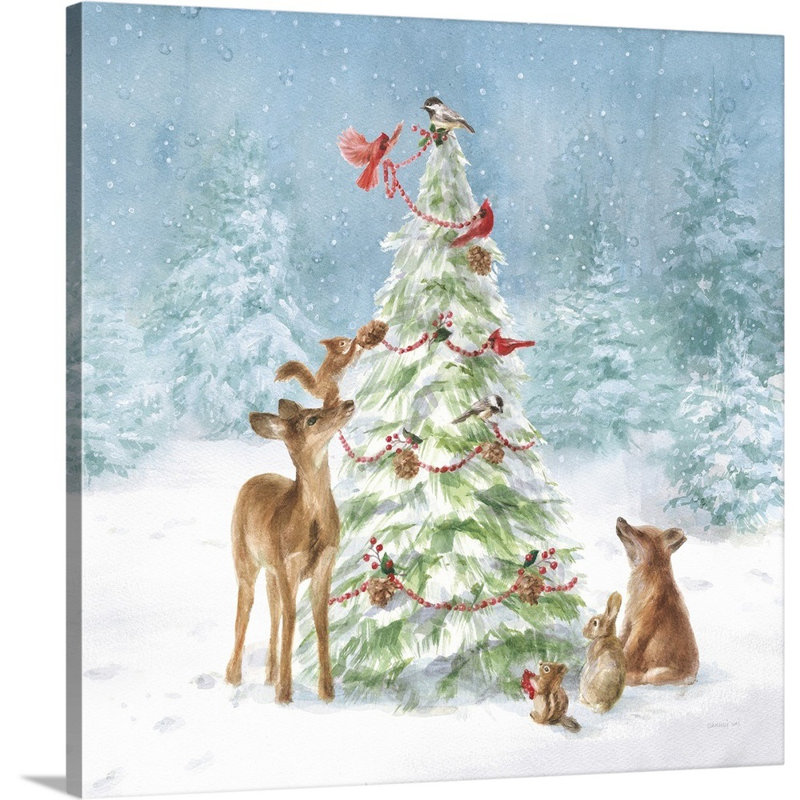 «Woodland Celebration Woodland Celebration II» par Danhui Nai - peinture sur toile tendue, H 12 po x l 12 po, Toile tendue