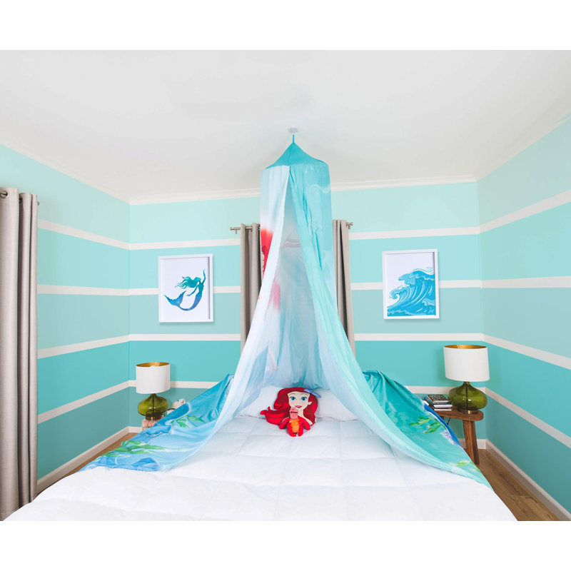 Disney Princess Ariel Blue Polyester Bed Canopy for Kids