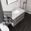 Meuble-lavabo flottant 36 po avec lavabo 36 po, tiroir à fermeture en douceur, comptoir et dosseret en marbre de culture blanc de 2 po Carrara, contreplaqué, gris-1273865866-1273865878