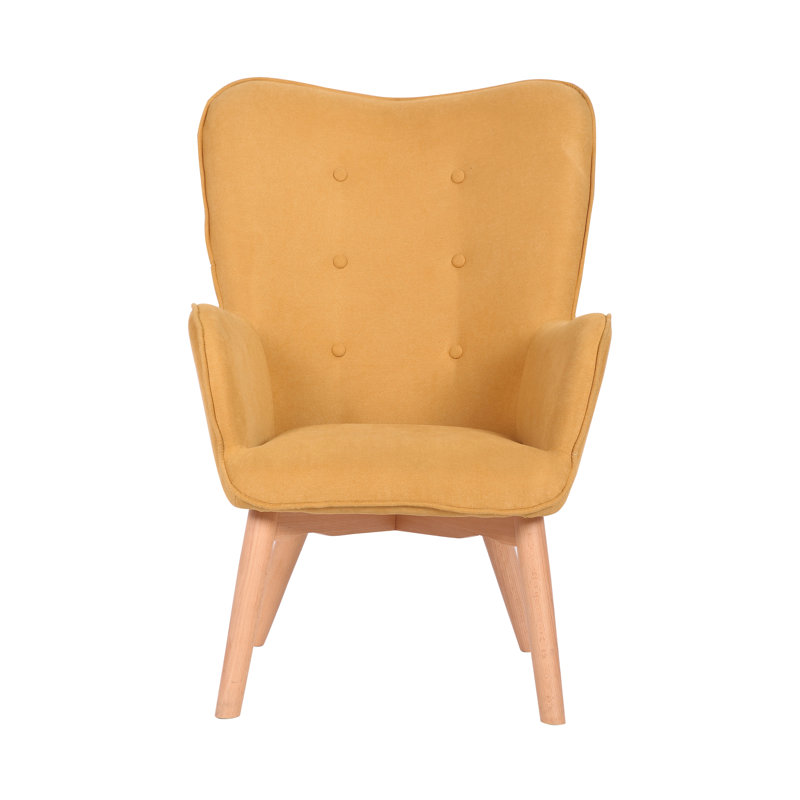 Fauteuil à oreilles capitonné de 64 cm de large Clarksdale, Jaune