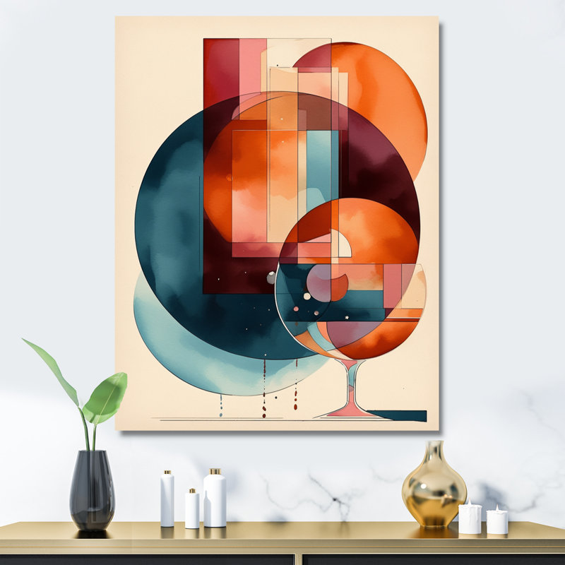 Albia Rhythms géométrique orange III, H 20 po x l 12 po x P 1 po, Toile tendue