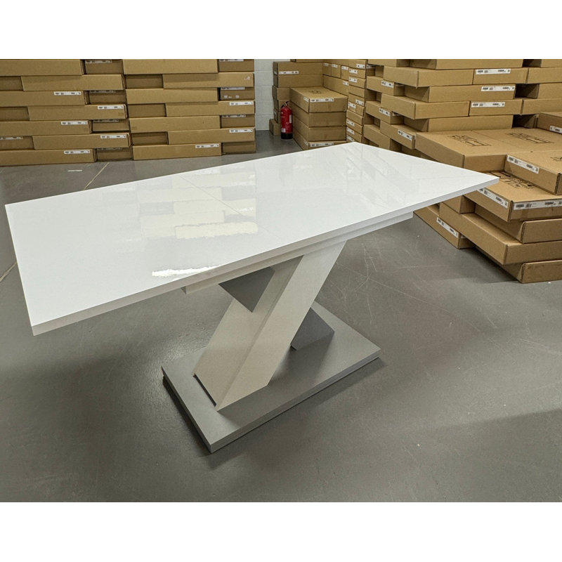 Enzo Extendable Dining Table, White Top/Grey Base