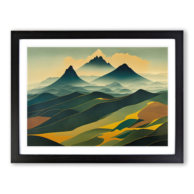 Luscious Mountain Landscape - Single Picture Frame Print, Black, 46cm H x 64cm W