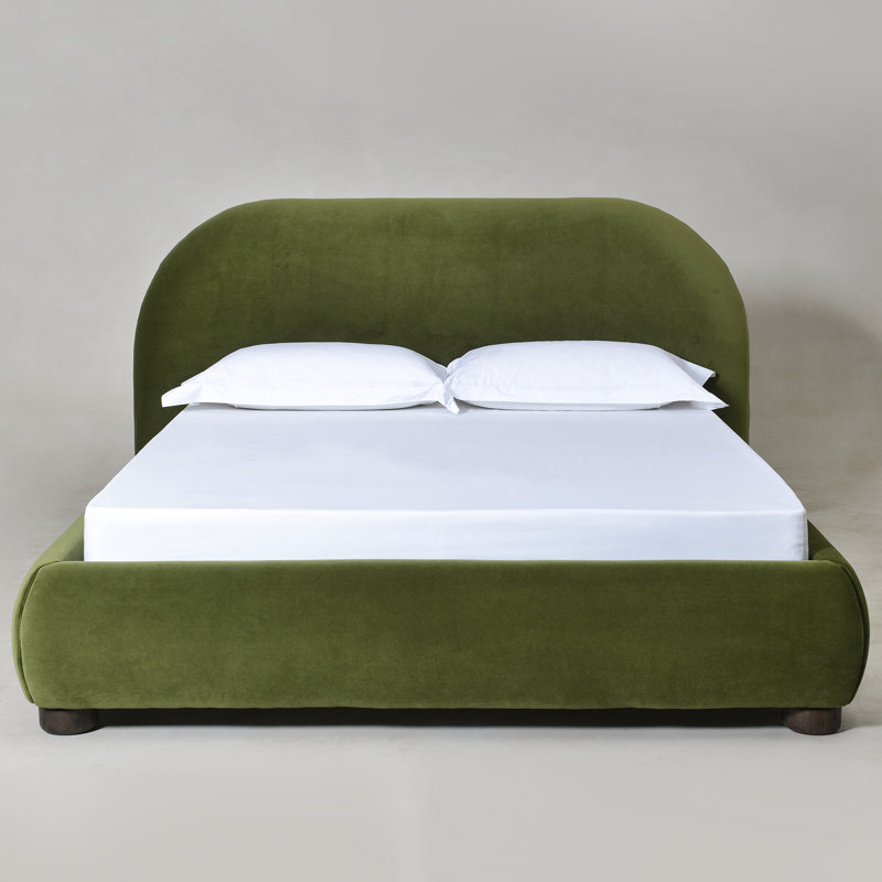 Lit plateforme tapissier Tesso, Grand lit, Vert olive