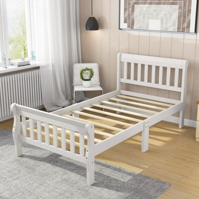 Wood Platform Twin Bed Foundation Sleigh Bed -  Red Barrel Studio®, 6A49E63420BE486F8CA7731D77045FDC