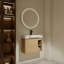 Meuble-lavabo mural avec lavabo en céramique blanche et porte à fermeture en douceur-608025781